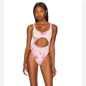 Love Shack Fancy X Hurley Hibiscus Cut Out Floral One Piece